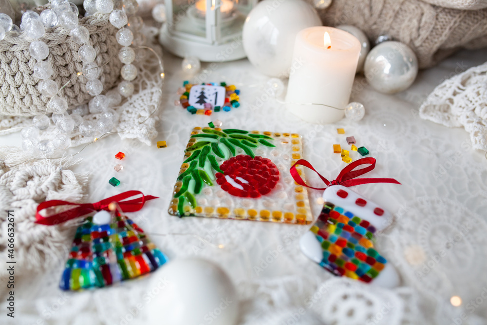 glass toys made of stained glass using fusing technique, handmade, christmas decor glass toys made of stained glass using fusing technique, handmade, christmas decor