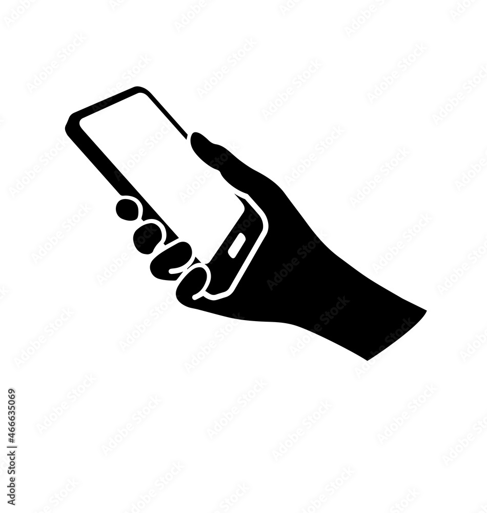 simple hand holding smartphone outline silhouette simple hand holding smartphone outline silhouette
