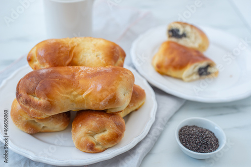 Traditional home made crescent rolls with poppy seeds © A_Lein