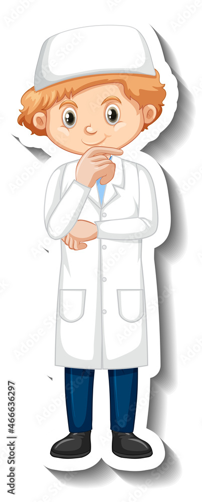 Scientist muslim boy cartoon character sticker Scientist muslim boy cartoon character sticker