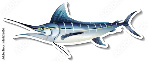 Atlantic blue marlin fish sticker on white background