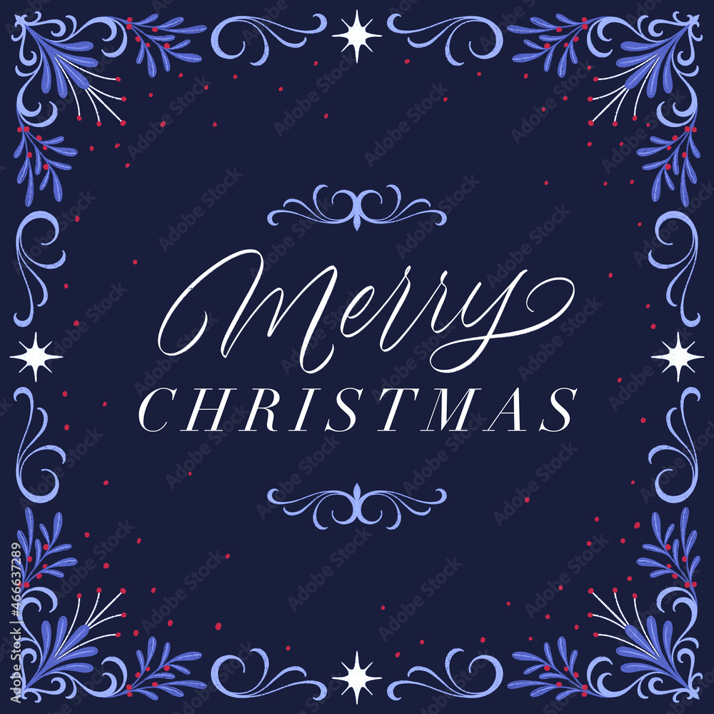 Merry Christmas Hand Lettering With A Beautiful Festive Ornament Frame