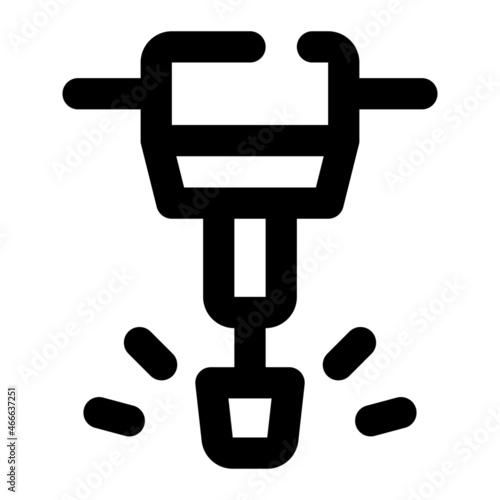 jackhammer for construction icon lineal