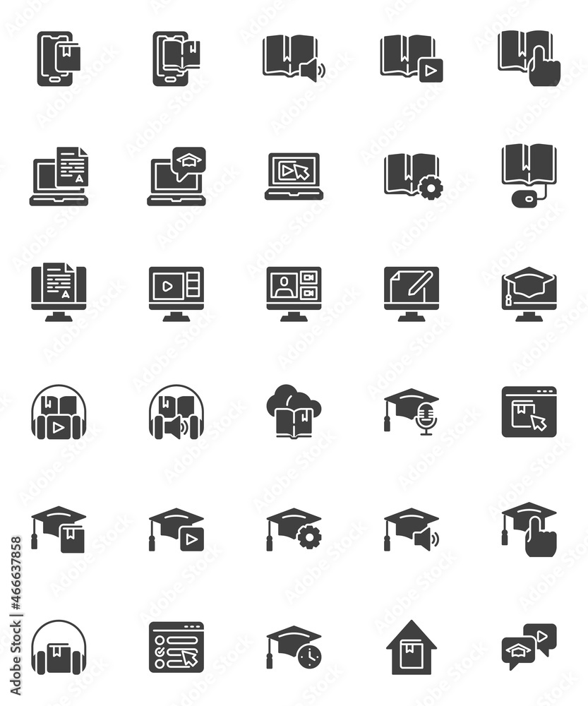 Online education vector icons set Online education vector icons set