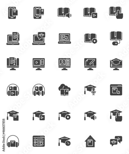 Online education vector icons set