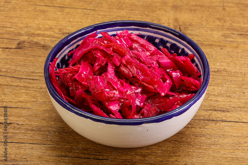 Marinated red cabbage in the bowl Marinated red cabbage in the bowl