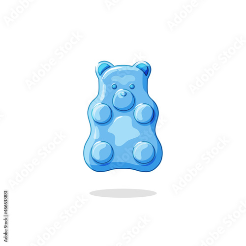 Blue green bear. Gummy candy. Healthy sweets. Vitamin. Vector cartoon illustration. Isolated background