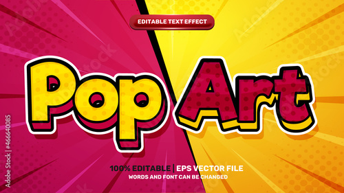 Pop art cartoon comic funny editable text effect on halftone background