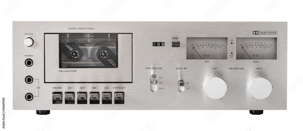 Fototapeta premium audio tape recorder closeup