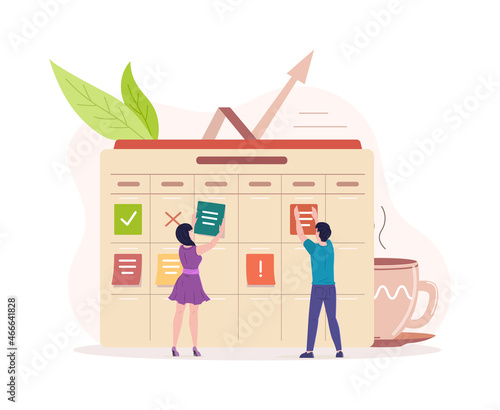 Scrum or Kanban agile planning technique with board concept. Daily management organization