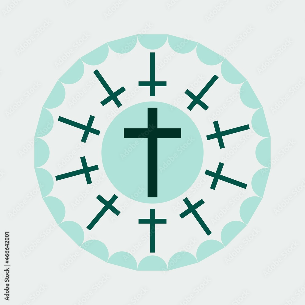 The Cross Christian Prime Symbol Mandala Vector illustration. Religious conceptual Mandala Design. The Cross Christian Prime Symbol Mandala Vector illustration. Religious conceptual Mandala Design.