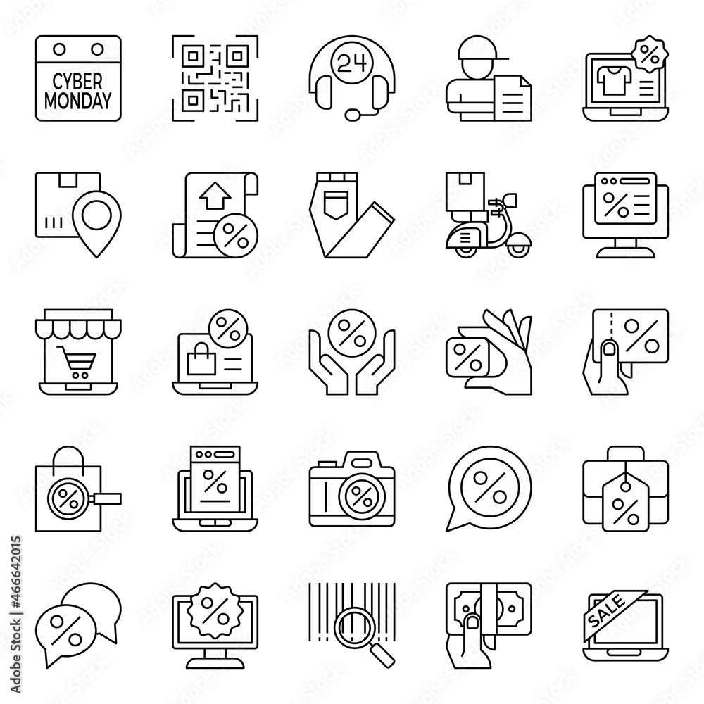 Outline icons for black friday.
