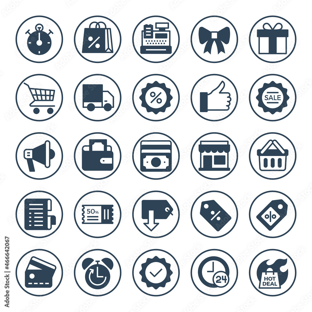 Circle glyph icons for black friday. Circle glyph icons for black friday.