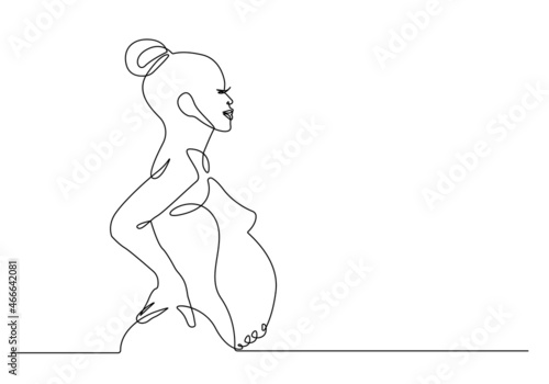 Pregnant Woman Continuous Line Drawing. Single Line Drawing of Woman Pregnancy. Happy Mother Day Minimalist Abstract Illustration for Card, Banner,  Poster, Logo Design. Vector EPS 10.