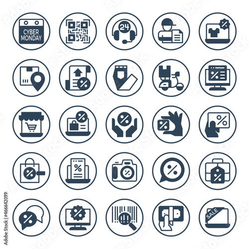 Circle glyph icons for black friday.