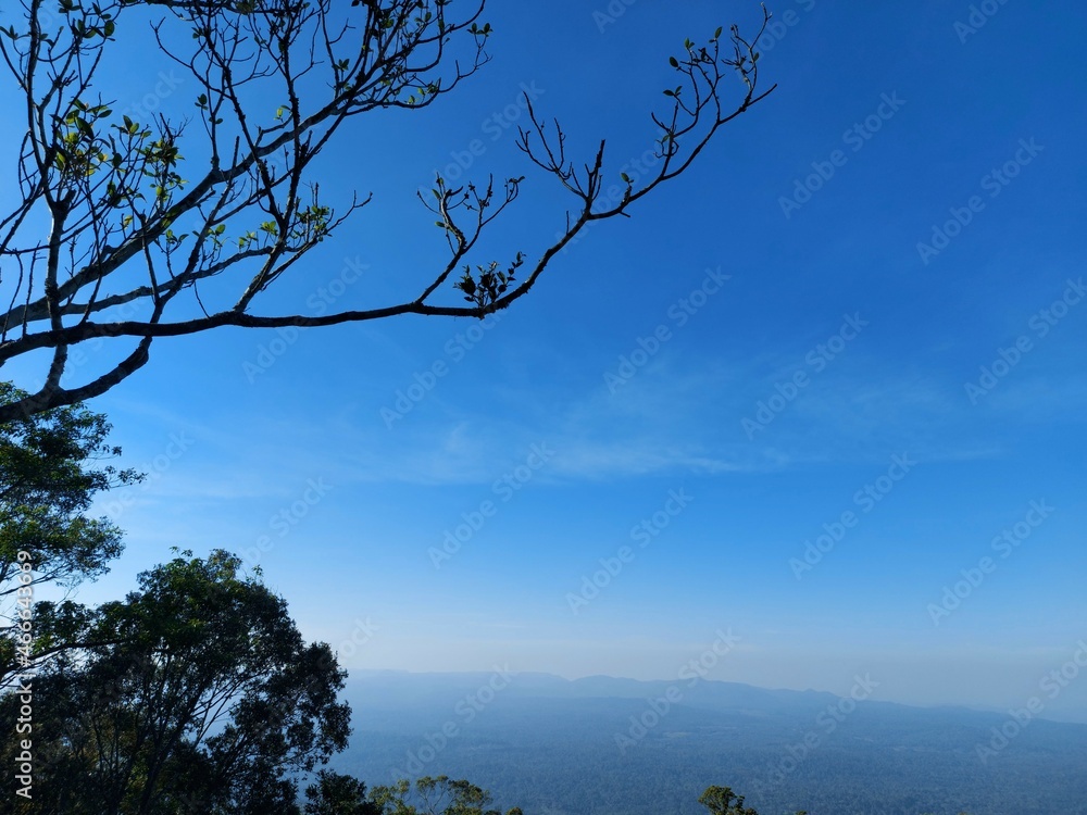 Mountain scenery in the blue sky, Thailand, background copy space