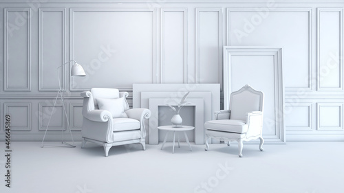 Room interior with Wall Background. 3D rendering ,3D illustration   © wichuda
