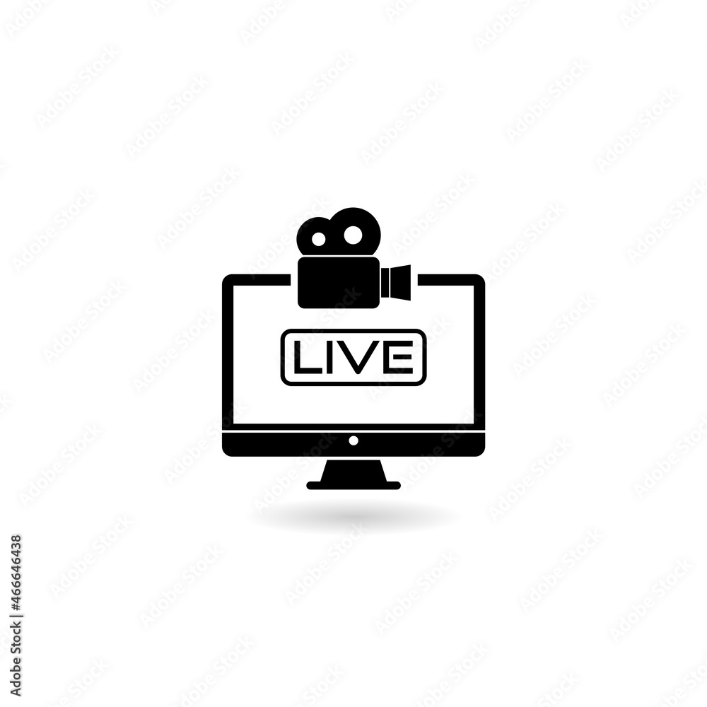 Live icon with shadow isolated on white background Live icon with shadow isolated on white background