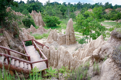 Ancient stone bracelets and axes Soil place of Sao Din Na noy or kok sua,tourist attraction of Nan Province at Thailand photo