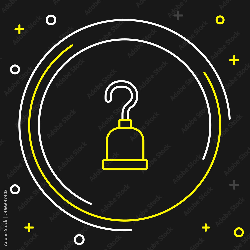 Line Pirate hook icon isolated on black background. Happy Halloween party. Colorful outline concept. Vector Line Pirate hook icon isolated on black background. Happy Halloween party. Colorful outline concept. Vector