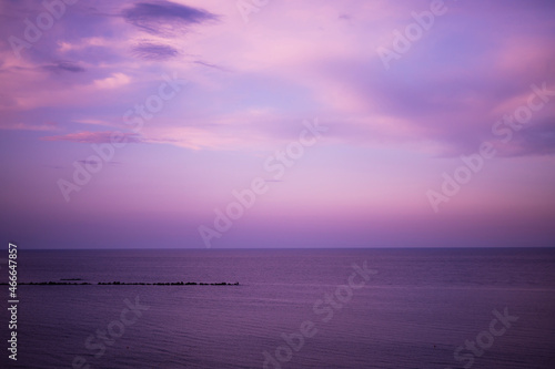 purple sunset over Black See in summer