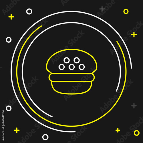 Line Taxi driver cap icon isolated on black background. Colorful outline concept. Vector