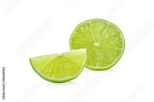 Fresh lime and slice, Isolated on white background