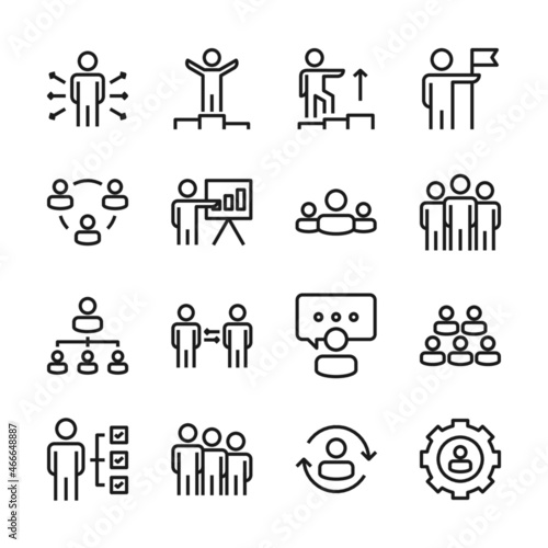 Business people line icons set vector illustration