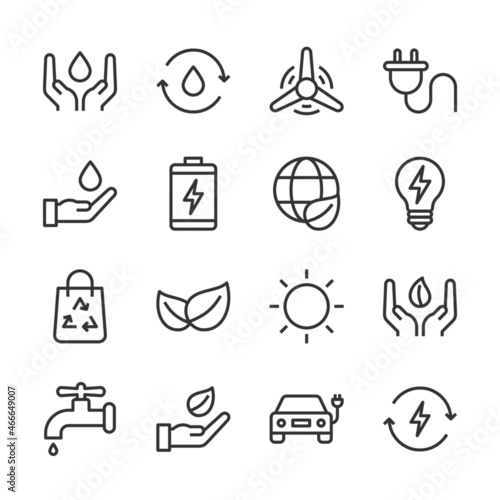 Eco line icons set vector illustration