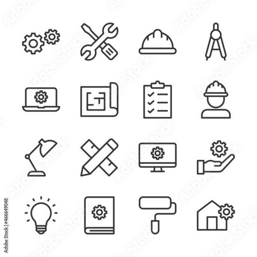 Engineering line icons set vector illustration