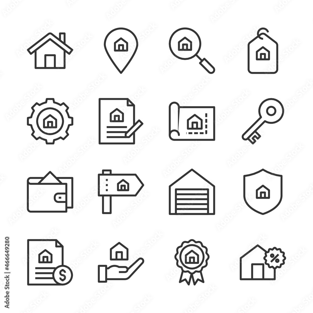 Real estate line icons set vector illustration Real estate line icons set vector illustration