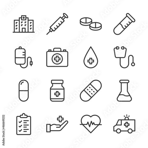 Hospital and medical line icons set vector illustration