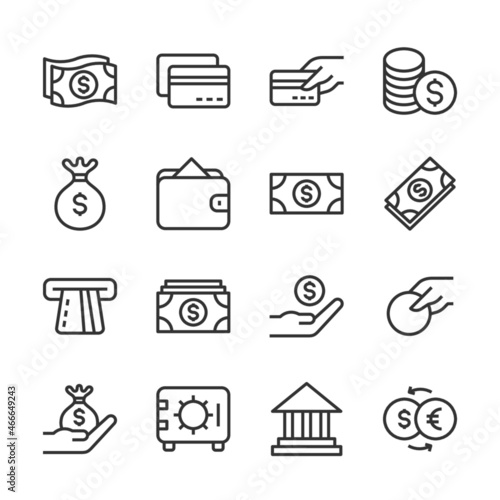 Money line icons set vector illustration