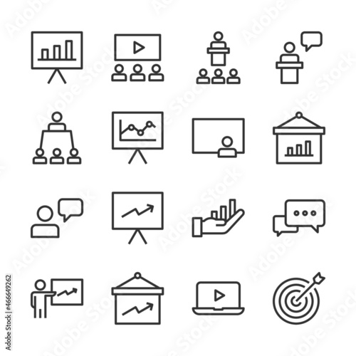 Presentation line icon set vector illustration