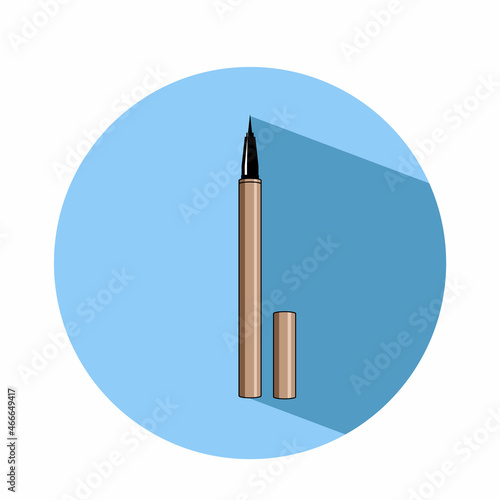 Eyeliner black flat vector icon isolated on blue background