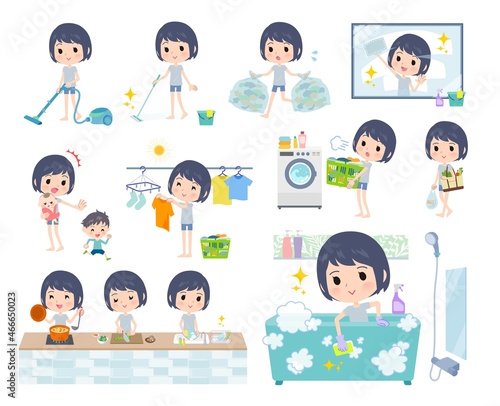 掃除や洗濯など家事に関する無課金アバター女性のセット