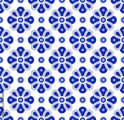 Blue and white flower seamless pattern