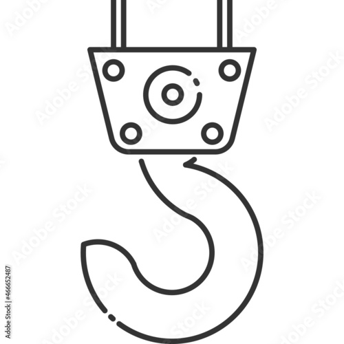Vector crain hook outline icon, tool and box lift related 4000x4000 Pixel, editable stroke whitebackground