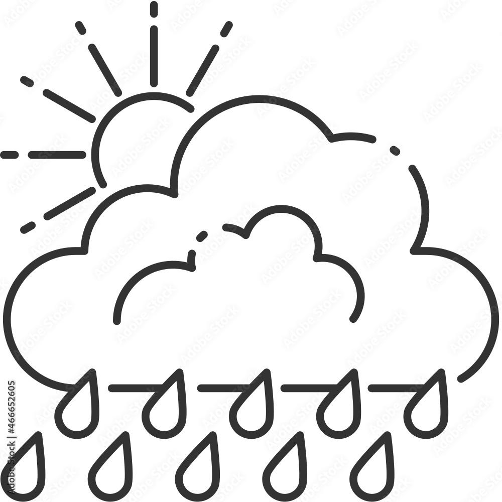 Vector weather outline icon, cloud and rain related 4000x4000 Pixel, editable stroke whitebackground Vector weather outline icon, cloud and rain related 4000x4000 Pixel, editable stroke whitebackground