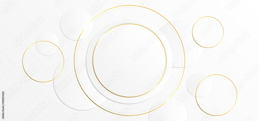 Abstract background with white and gold circle shapes Abstract background with white and gold circle shapes