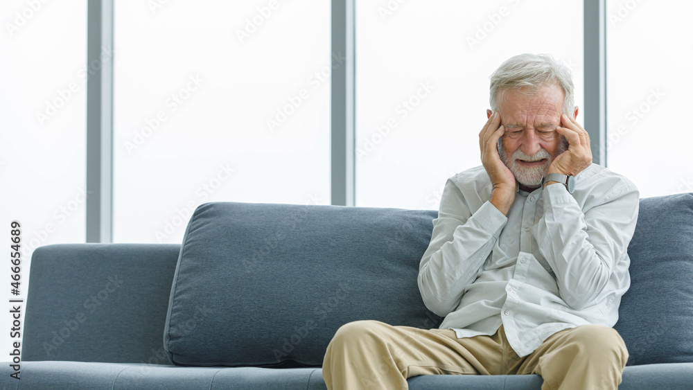 Caucasian old senior elderly unhealthy sick ill male husband grandpa sitting on sofa at home alone holding hands on chest having emergency cardio problem suffering from urgent heart attack disease Caucasian old senior elderly unhealthy sick ill male husband grandpa sitting on sofa at home alone holding hands on chest having emergency cardio problem suffering from urgent heart attack disease
