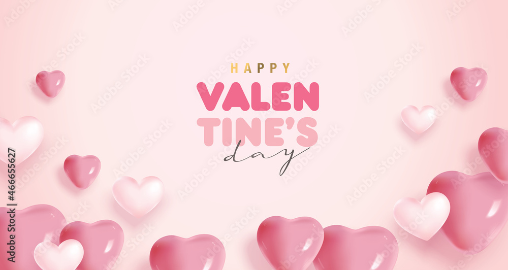 Valentine's day concept background with heart shape balloons. Happy Valentines day vector sale banner, flyer, invitation, poster, background design