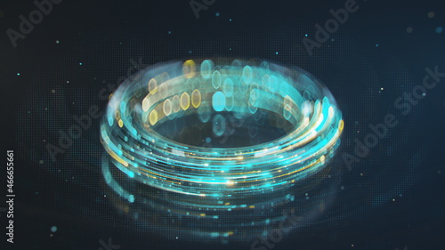 Circle of glowing lines rep...