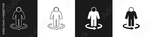 Set 3d modeling icon isolated on black and white background. Augmented reality or virtual reality. Vector