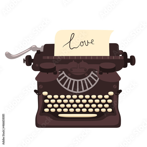The old styled vintage typewriter isolated on white background. Vector graphics.