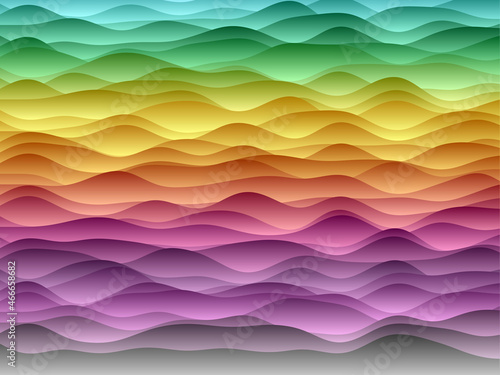 Abstract curves background. Smooth curves with gradients in spectral colors. Trendy vector illustration.