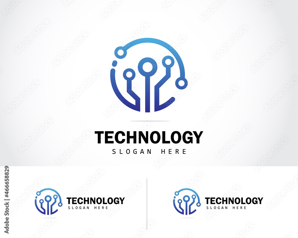 technology logo creative tree system line sign symbol emblem design concept
