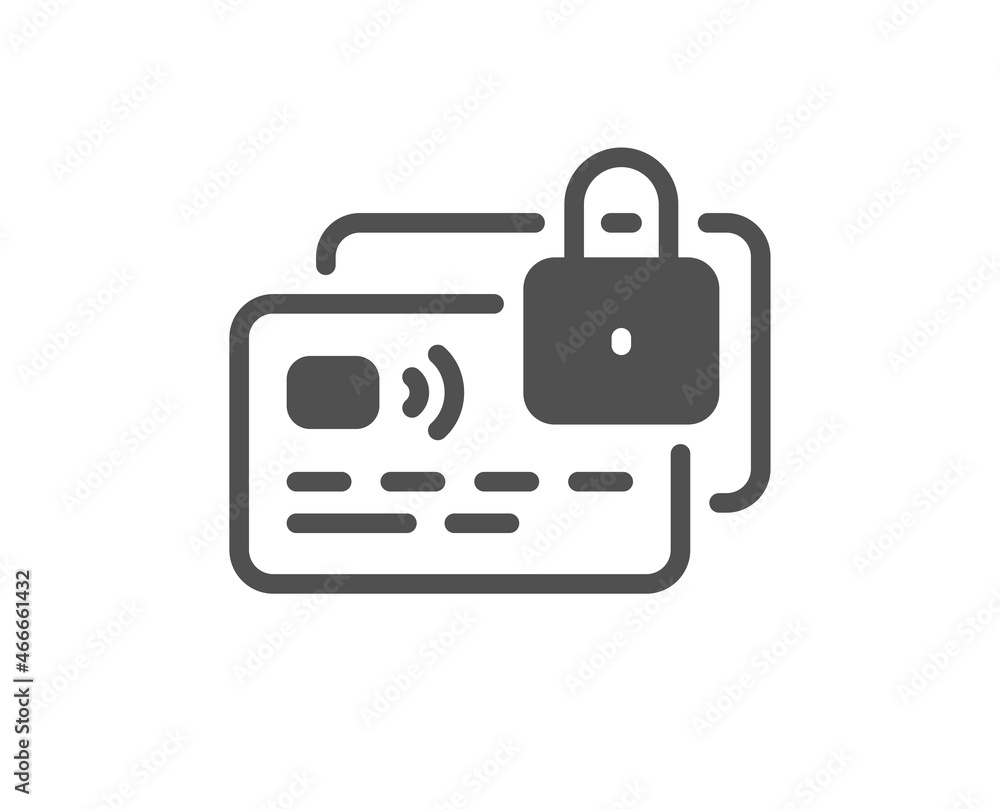 Credit card icon. Locked bank money payment sign. Non-cash pay symbol. Classic flat style. Quality design element. Simple card icon. Vector Credit card icon. Locked bank money payment sign. Non-cash pay symbol. Classic flat style. Quality design element. Simple card icon. Vector