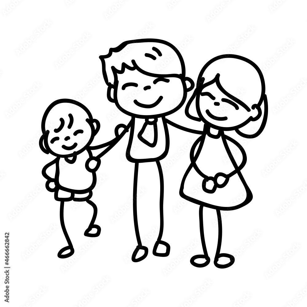 family character_dad mom and son hand drawn family character_dad mom and son hand drawn