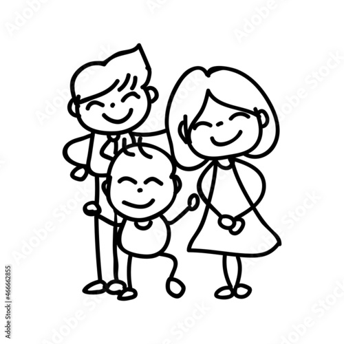 family character_happy family hand drawn
